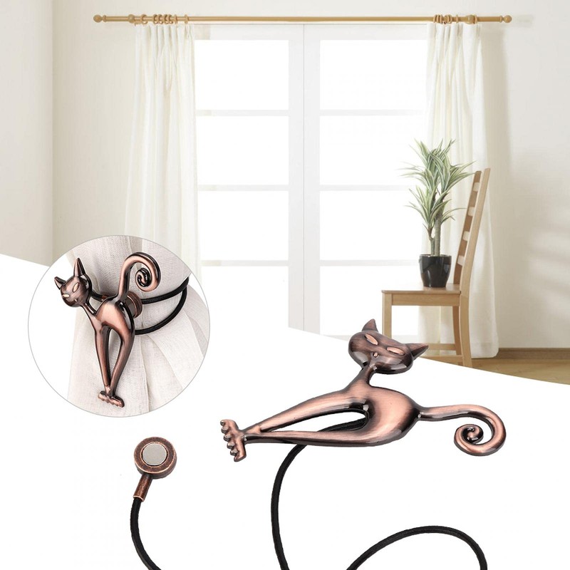 Magnetic Curtain Tiebacks Clips, Cute Cat Window Clips Buckle Belt