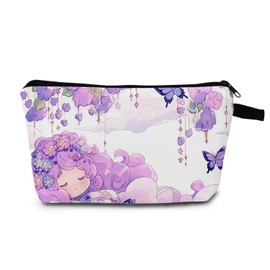 MoCaliduccious Butterfly Flower Makeup Bag for Women Travel Cosmetic Organizer Bag Teacher Appreciation Gifts Small Zipper Toiletry Bag