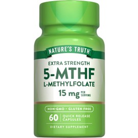 L Metilfolato 15 mg | 60 cápsulas | Suplemento sin OMG y sin gluten | Extra fuerza | por Natures Truth
