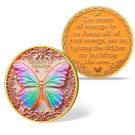 Butterfly Sobriety Coin - Secret of Change AA/NA Recovery Chip Medallion - Narcotics & Alcoholics Anonymous Gift for Sober Women & Men