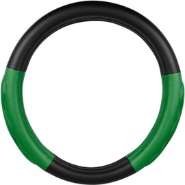GG Grand General 54080 18 inches Deluxe Plus Steering Wheel Cover Full Black with Green Comfort Pad