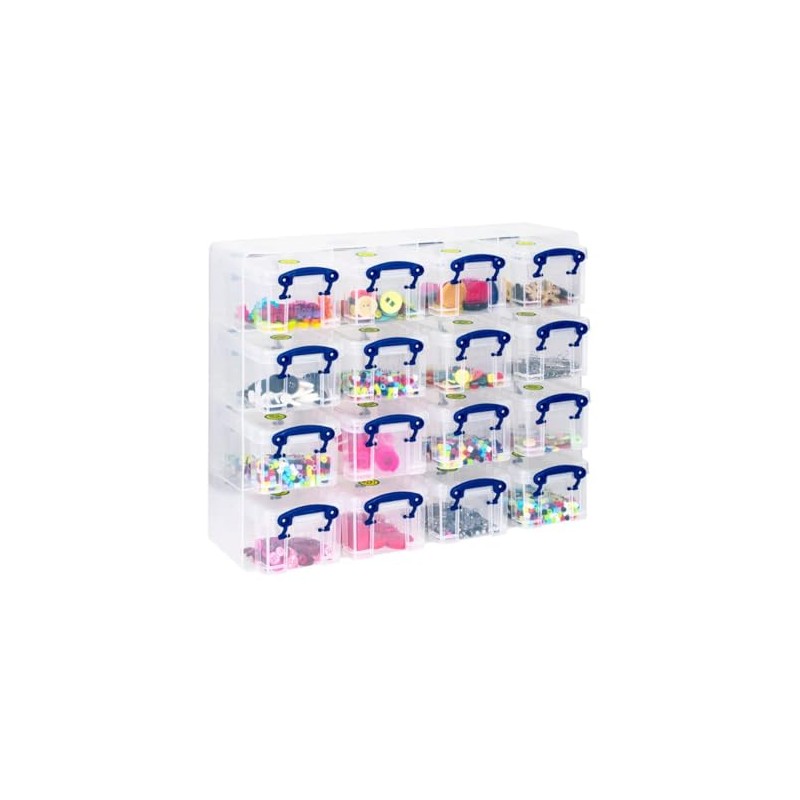 Really Useful Plastic Storage Box 0.3 Litre Organiser Pack (16
