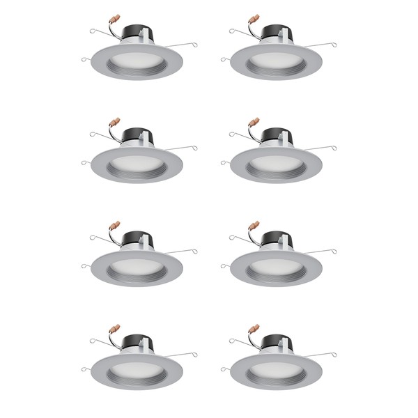 Satco S11836/08 ColorQuick LED Downlight Retrofit, CCT Color-Selectable 2700K/3000K/3500K/4000K/5000K, 5-6 Inches, Brushed Nickel, 8 Pack
