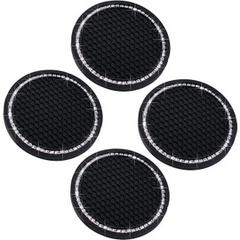 Genérico Set Posavasos Universales para Vehículos Portavasos Antiderrames Silicona Coche Carro Antideslizante Universal Paquete Piedras Brillosas (4)
