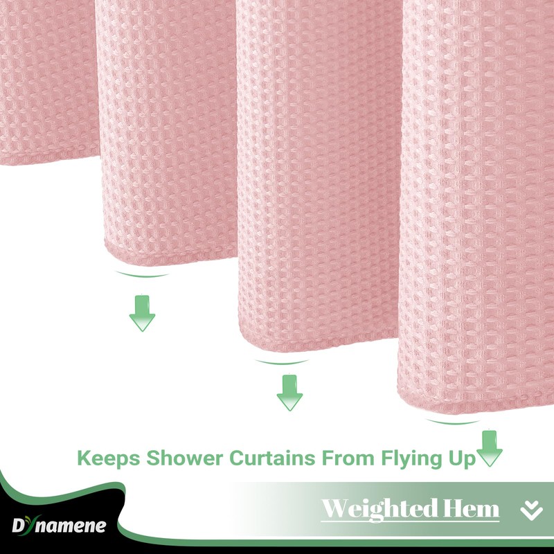 Dynamene 78 Inch Long Shower Curtain, Tall Waffle Fabric Shower