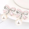 SIXDUTON Pearl Earrings Bow for Women, Gold Ribbon Bow Knot