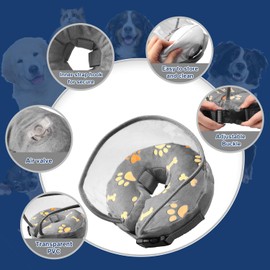 QBUC Inflatable Dog Cone Collar for Dogs and Cats After Surgery,Soft Cones Surgical Elizabeth E-Collar Prevent with Enhanced Anti-Licking Guard Shield for Pets(L (Neck: 12"-18")