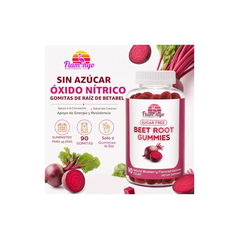 Flamingo Supplements Gomitas De Raíz De Remolacha De Óxido Nítrico
