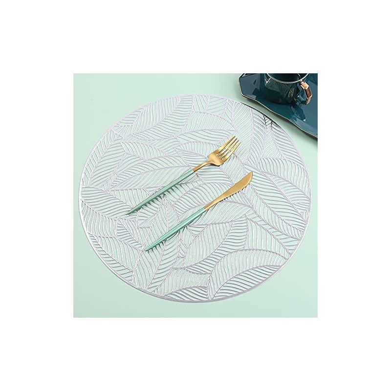 Hosoncovy 4 Pack Leaf Decorative Placemats PVC Placemats Hollow Dining