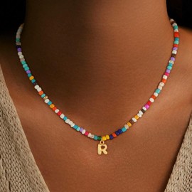 Treasure Bender Initial Necklaces for Girls Women, 18K Gold Plated Letter R Initial Necklace Teen Girl Gifts Trendy Stuff Birthday Gifts for 5 6 7 8 9 10 Year Old Girls