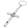 Silvery Cross Pendant Keychain w/ Whistle Clasp
