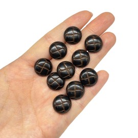 MMvolesy 10Pc Black Plastic Resin Imitation Leather Buttons with Shank Sew On for Clothes Dress Coat Jeans Crafts 15mm 5/8 Inch