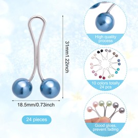 Joez Wonderful 24pcs Hijab Pins Clips for Women, Cute Scarf Clip Hijab Pins Pearl Brooch Pins, Headscarf Shawl Scarf Muslim Hijab Scarf Clips Safety Pins Buttons Wedding Dress Decorative Boutonniere