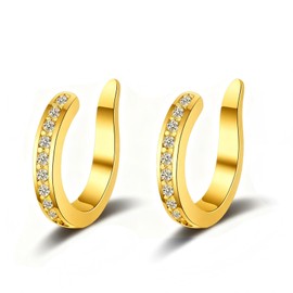 Fixura Ear Clips Non Piercing Ear Corrector Clip Adjustable Sparkling Zirconia Huggie Fake Earrings Thin Chunky Ears Cuffs Earrings for Women Men (Gold)