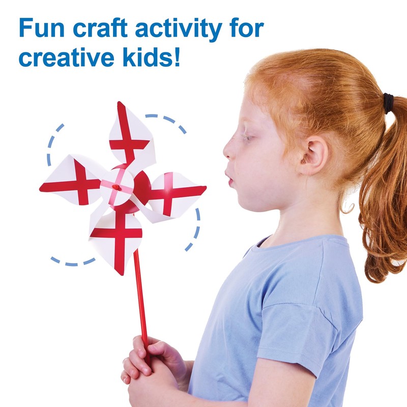 Baker Ross FX983 England Flag Windmill Kits - Pack of