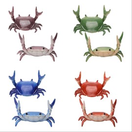 4 PCS Cute Weightlifting Crab Pen Holder - Japanese Style Creative Desk Organizer, Colorful Crab Figurine Pencil Storage for Office Home Decor, Unique Gift for Coworkers Students