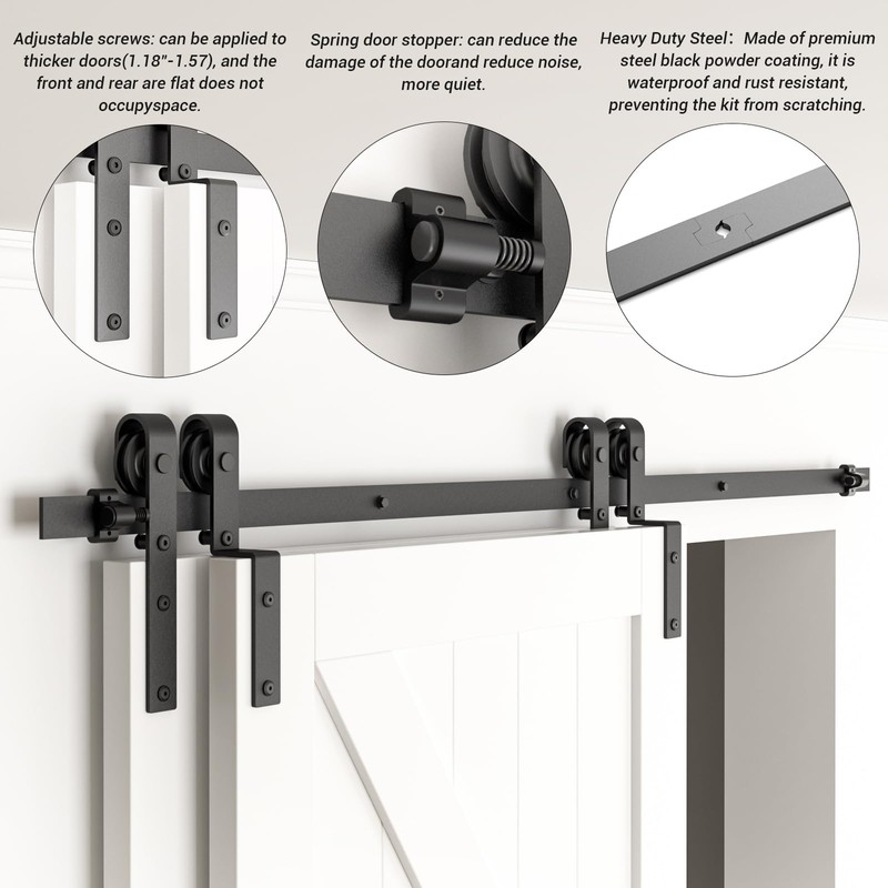 AONAYIOA 7.5FT Bypass Sliding Barn Door Hardware Kit, Combination Track