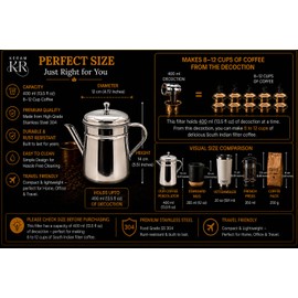 KERAM Percolator Coffee Pot, 13.52 fl oz / 400 ml, 6-8 Cup Capacity, Stainless Steel, portable coffee maker for camping pour over non electric