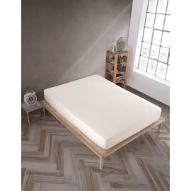 Vency Premium Jersey Fitted Sheet 160 x 200 cm, Beige – Fitted Sheet 100% Cotton, Flat Sheet 160 x 200 to 35 cm, Mattress Height Beige