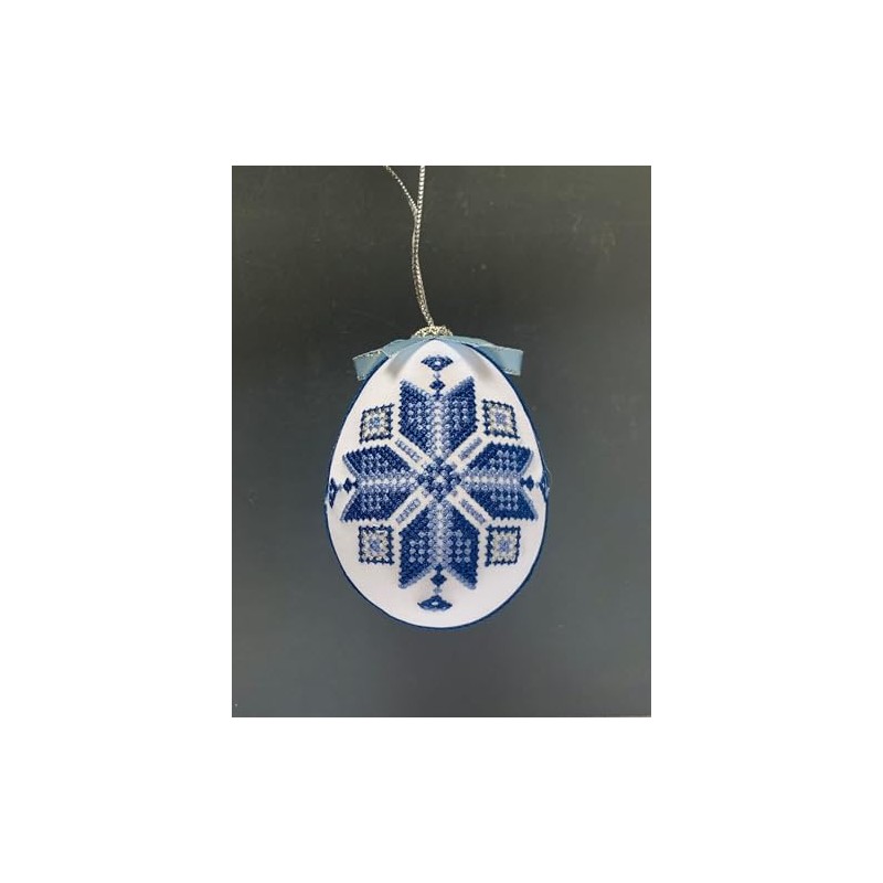 Ukrainian Easter Egg Ornament, Alatyr Star Design, Machine Embroidered Fabric,