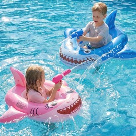 Gleamkid 2PCS Inflatable Pool Floats Kids, Pirate Ship Pool Float with Water Gun, Pool Toys for Kids Ages 4-8, Pool Float Safety Seat Swimming Pool Games for Boys Girls