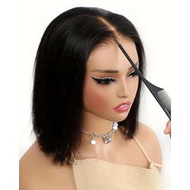 Bob Wig Human Hair 10 Inch Glueless Wigs Human Hair Pre Plucked Pre Cut 4X6 HD Lace Front Wigs for Women 150% Density Short Straight Wig Ready to Wear Natural Color