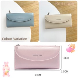 Women's Long Wallet, Thin, Slim, Compact, Cover, Thin, Zipper, Bill Compartment, white