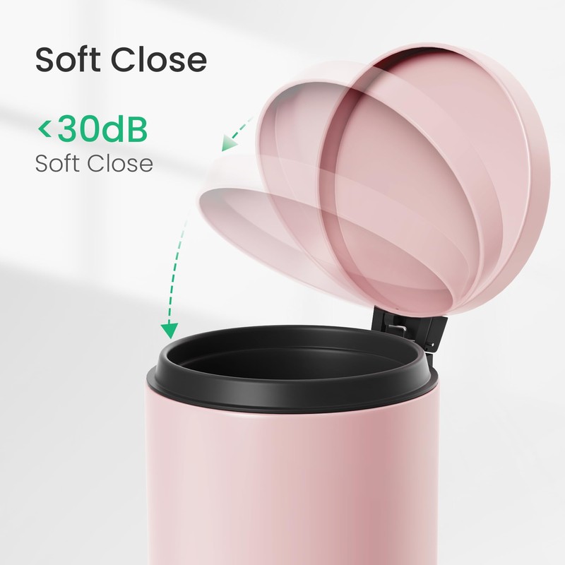 Cesun 1.2 Gallons Small Pink Trash Can, Bathroom Garbage Can