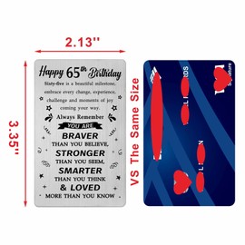 Emideary Happy 65 Years Old Birthday Gifts for Women Men - 65th Birthday Bday Engraved Wallet Card Decorations for Him Her Friends