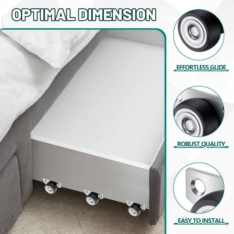 Datanly 20 Set Small Side Mount Caster Wheels 1.25 Inch