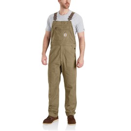 Carhartt mens Rugged Flex Relaxed Fit Canvas Bibs Overalls, Dark Khaki 1, 42 US
