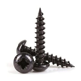 Merriway BH03890 (26 Pcs) Black Japanned Roundhead Screws, 6 x 1 inch - Pack of 26 Pieces