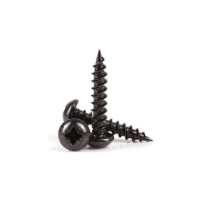 Merriway BH03890 (26 Pcs) Black Japanned Roundhead Screws, 6 x