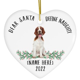 Funny Welsh Springer Spaniel Sitting Dear Santa Define Naughty Gifts 2024 Christmas Tree Ornaments Heart