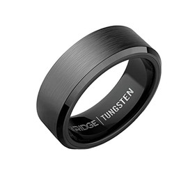 The Ridge Gunmetal Beveled Ring Comfort Fit Wedding Band - 7