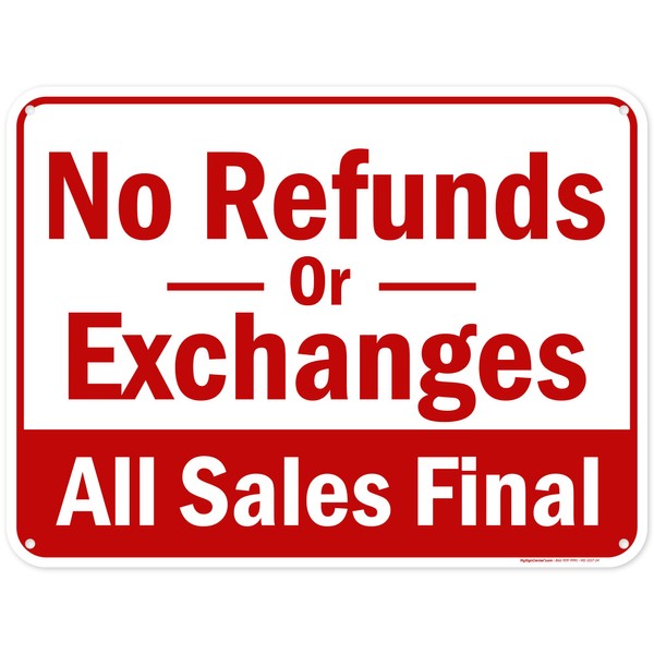 NO Refunds or Exchanges All Sales Final Sign, 18x24 Inches,