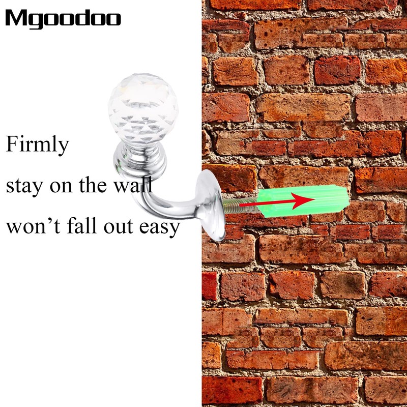 Mgoodoo Crystal Wall Hook, Silver Curtain Holdbacks Glass Window Dapery