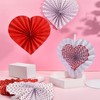 WILLBOND 12 Pieces Valentines Heart Shaped Hanging Fans Red Heart