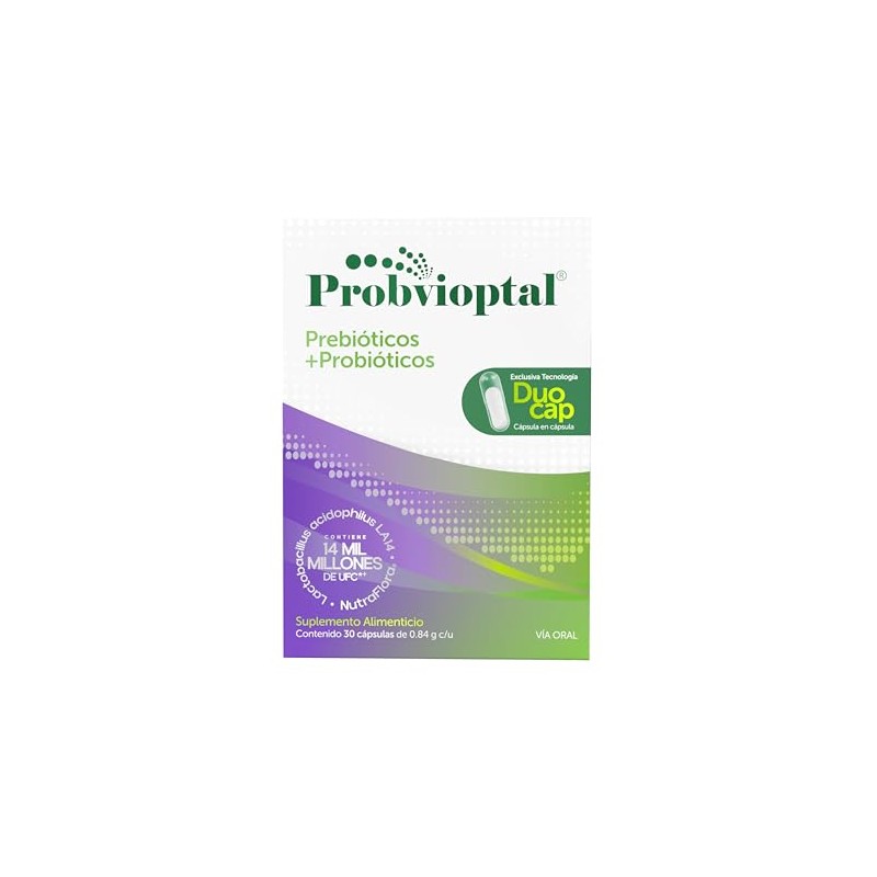Bomuca - Probvioptal 30 Cápsulas, Probióticos y Prebióticos, 14,000 millones