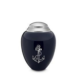 GetUrns Keepsake Tribute Anchor Cremation Urn (Navy & Brushed Pewter)