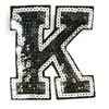 3" inch Black and Silver Sequin Letter A-Z Iron-on Patch