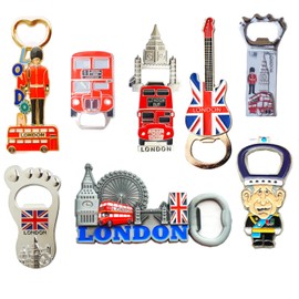 Famous London Icons Mix Fridge Magnet Bottle Openers - Set of 8