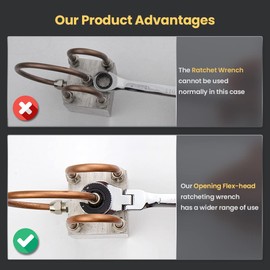 Anbull 8pcs SAE Open Flex-head Ratcheting Wrench Set, 72 Gears CR-V Steel Ratcheting Combination Wrench, 180° Open Flex-head Tubing Ratchet Spanner