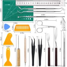 NEOACT - Juego de 28 herramientas de precisión para manualidades, kit de herramientas para deshebrar vinilo, bricolaje, trabajo de arte, pasatiempos, álbumes de recortes