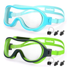 COOLOO Swimming Goggles for Kids 6-16, 2 Pack Kids Swim Goggles for Children Teens Anti-Fog Anti-UV Clear Wide View