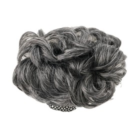 Chignon Wig Barrette with Net Cover for Bun Volume, 50% Gray Hair