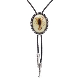 HUABOLA CALYN Bolo tie for Men- Unique Luminous Stone Native American White 3D Scorpion Animal Bolo ties Handmade