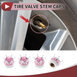 X AUTOHAUX 4 Pcs Decorative Tire Valve Stem Caps 15mm Tyre Valve Dust Covers for Most Cars Truck White Pink ABS Copper