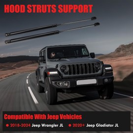 SHUNTALL Front Engine Hood Struts Lift Support Compatible with 2018-2024 Jeep Wrangler JL 2020+ Jeep Gladiator JL