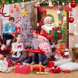 MEHOFOND 2.95x6ft Christmas Door Cover Decoration Santa Claus Christmas Gifts Door Hanging Banner Xmas Door Backdrop Banner Photography Photo Booth Props for Home Door Christmas Decorations